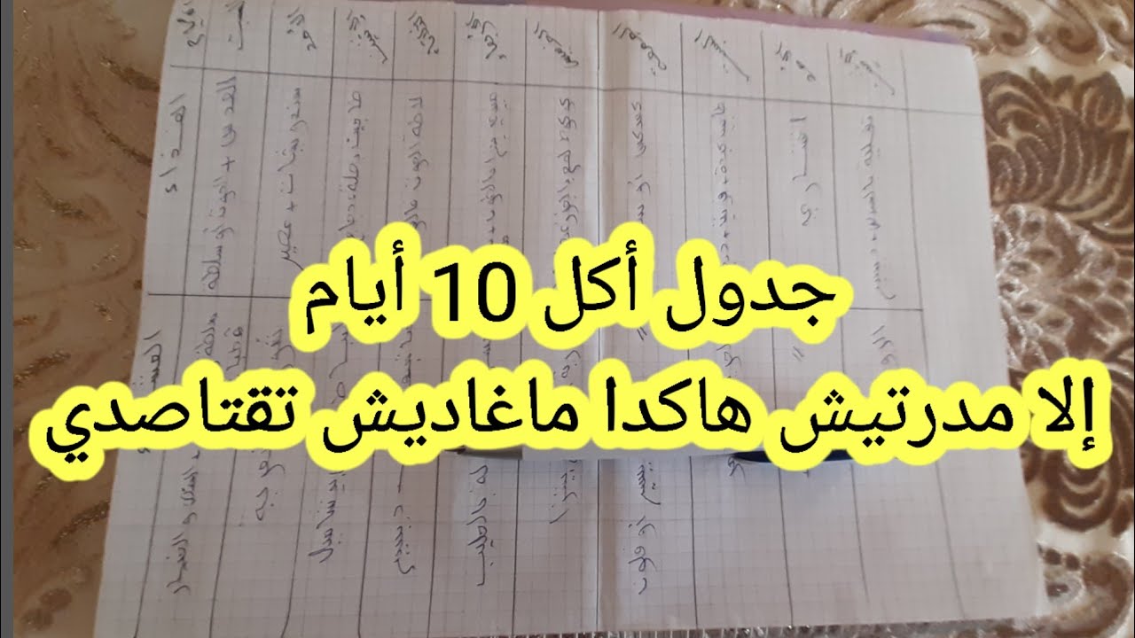 جدول أكل 10 ايام ديال الناس الدراوش، صحي ، ويسهل عليك الوقوف