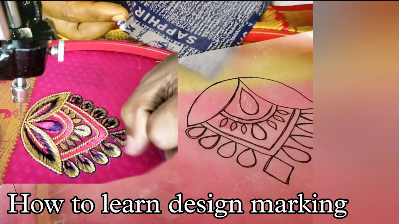 how to learn easy tips marking with embroidery design ! blouse selvees design ! ‎@AfsanaDesign 