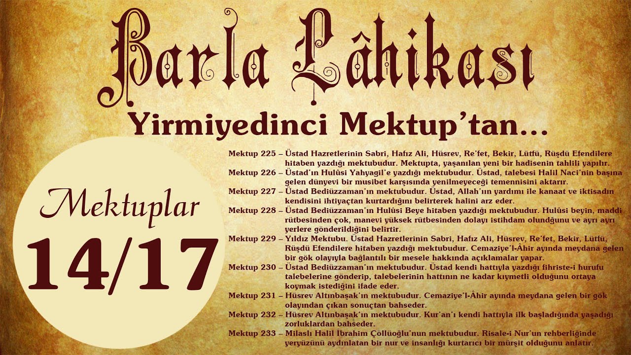 Risale-i Nur K&uuml;lliyatı/Barla L&acirc;hikası - Mektuplar 225-242 (14/17)