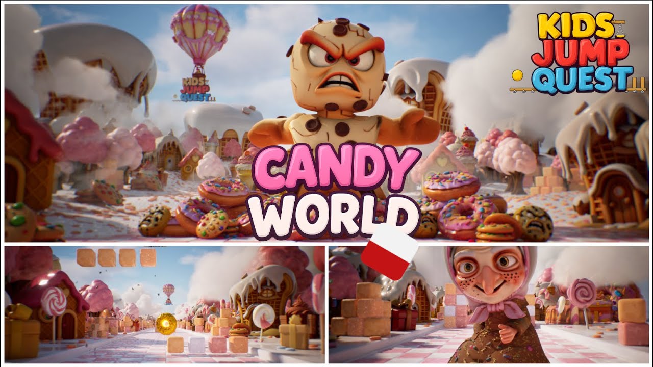 Kids Jump Quest: Cukierkowy Świat - Interaktywny tor przeszk&oacute;d!  Immersyjny Trening Dla dzieci