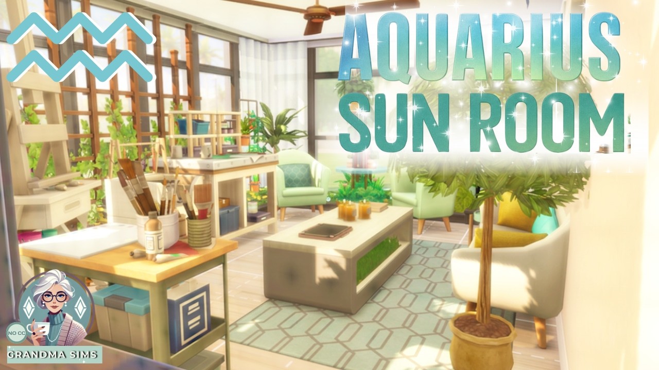 Sims 4 Zodiac Room 🌙 | Aquarius Room Design