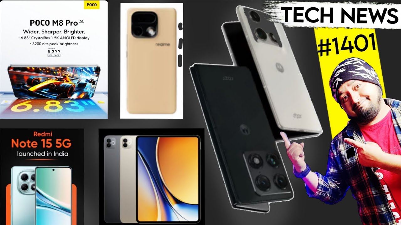 Realme 16 pro plus reviews, Redmi note 15 reviews, Moto fold, Realme buds air 8, Poco m8,