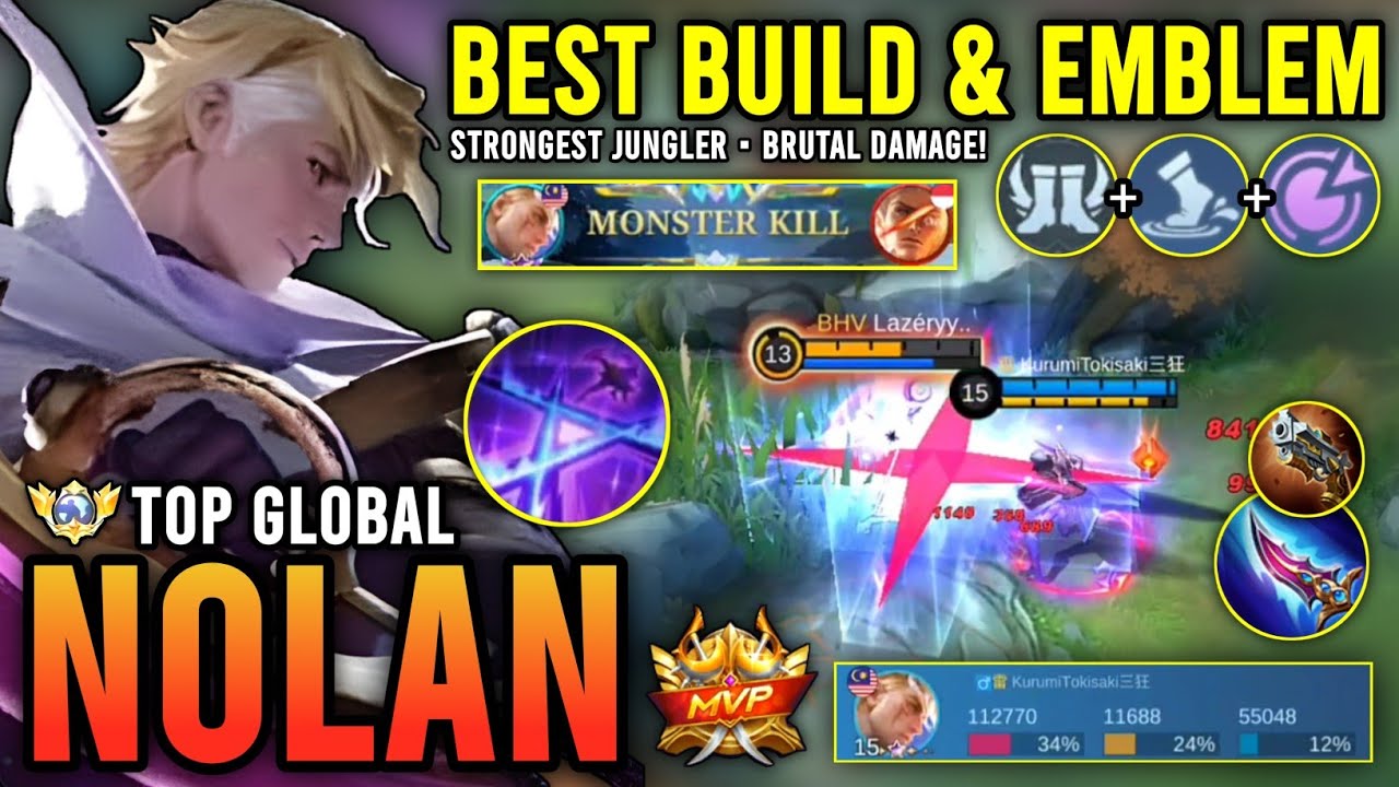 STRONGEST JUNGLER!! NOLAN BEST BUILD & EMBLEM 2023 | TOP GLOBAL NOLAN GAMEPLAY - MOBILE LEGENDS