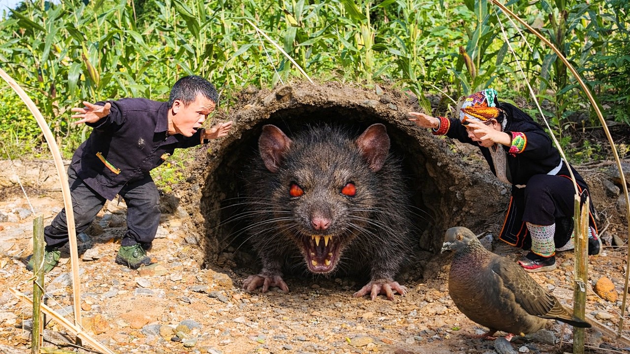 Wild Survival Skills: Dwarf Family Sets Traps to Catch Mice and Birds