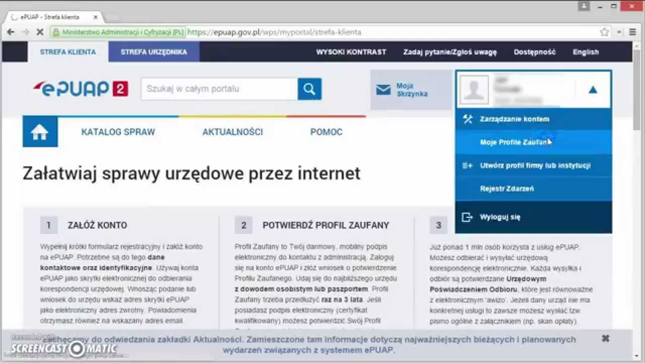 1 Rejestracja ePUAP oraz wysłanie wniosku o nadanie Profilu Zaufanego do podpisu cyfrowego