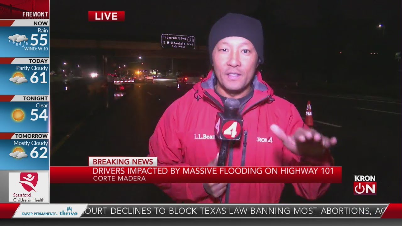 Hwy 101 south down to one lane of traffic in Marin County