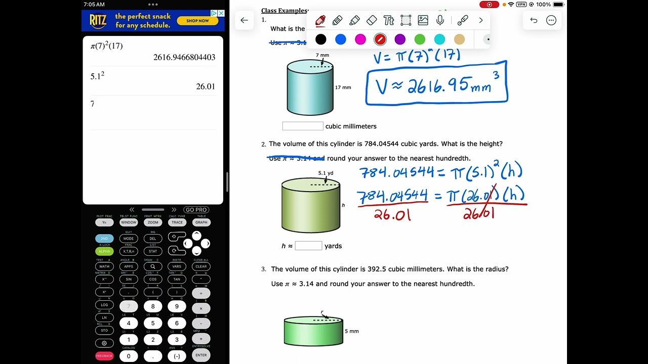 Unit 7 Part 1, pgs. 2-3: Volume of a Cylinder