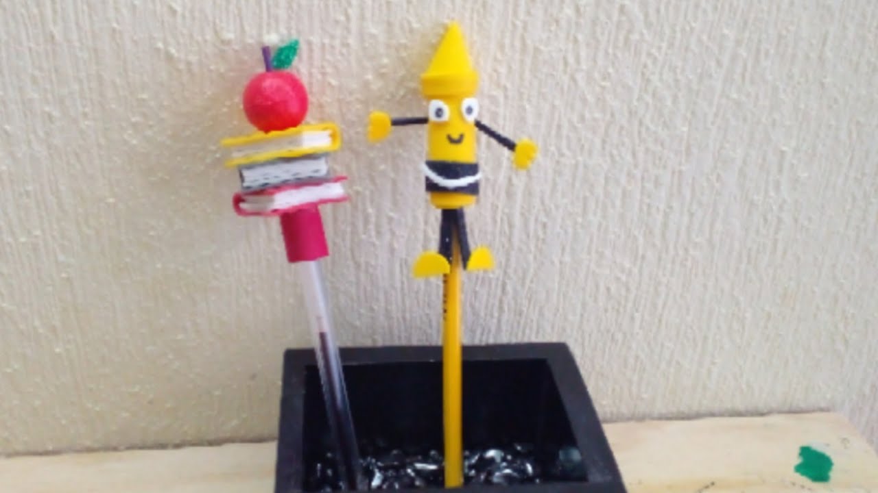 lapiceros decorados de CRAYOLA,fotopluma para dia del MAESTRO #DIADELMAESTRO