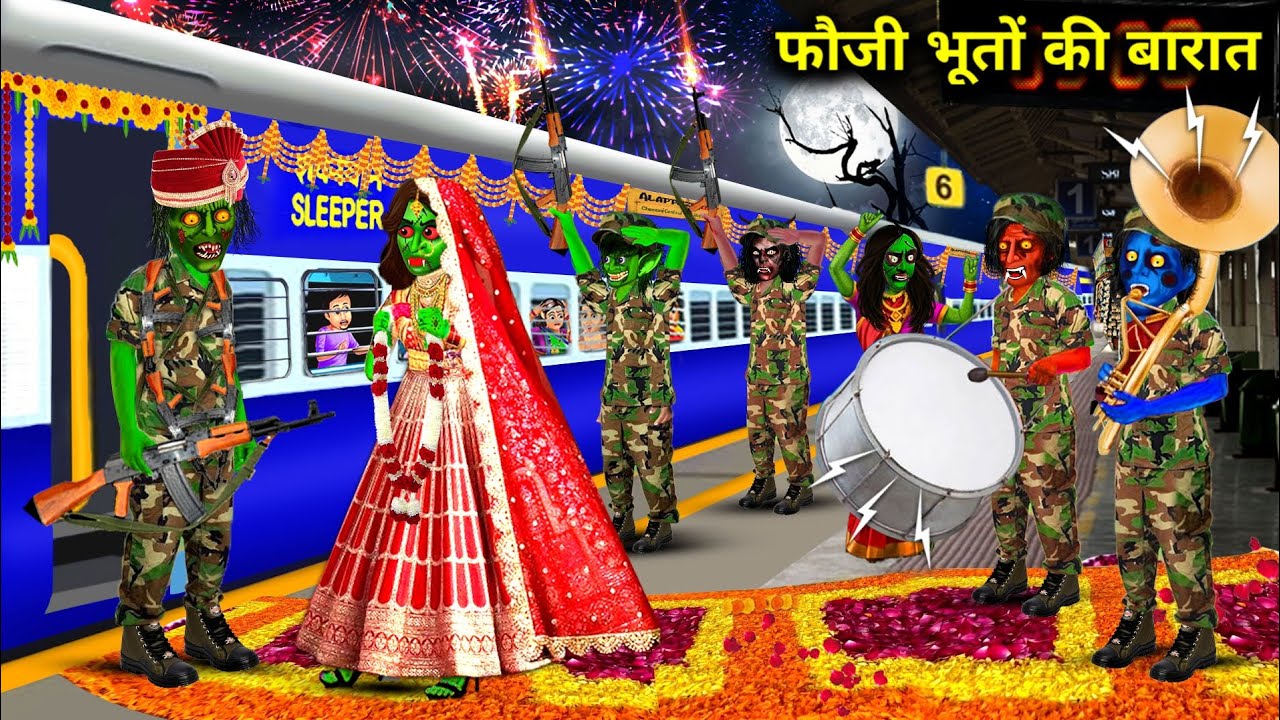 रेलवे स्टेशन पर फौजी भूतो की बारात || Fauji Bhuton Ki Barat || Hindi Bhutiya Video || Bhuton