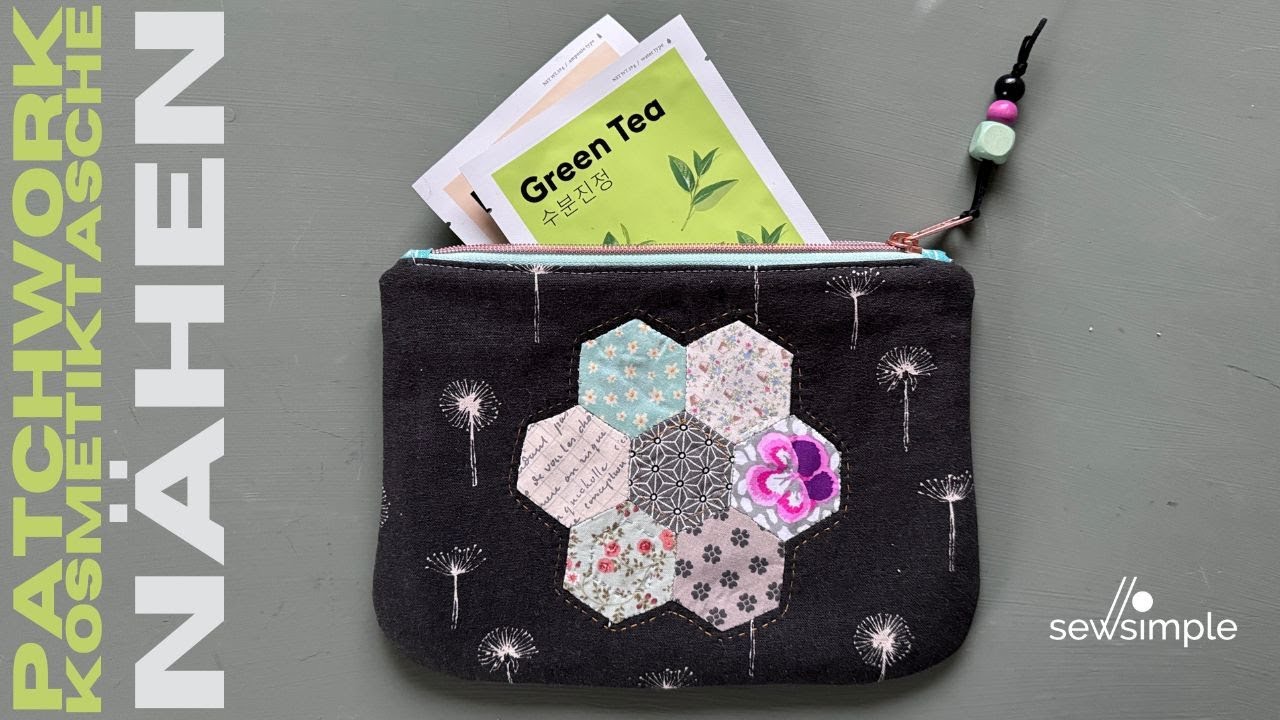 Patchwork-Kosmetiktasche nähen mit kostenlosem PONY Pouch Schnittmuster