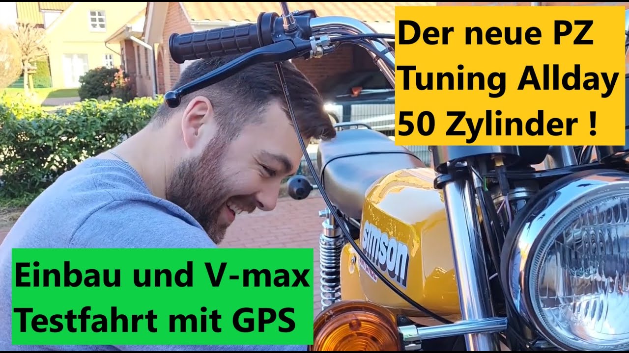 Der neue Simson PZ Allday 50ccm Zylinder Einbau inkl. Testfahrt + GPS Km/h Test mit 8 PS