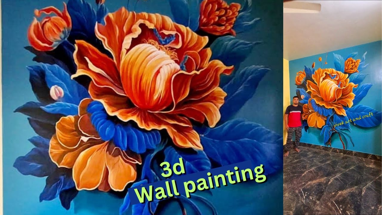 3d flower wall painting/ New 3d wall art