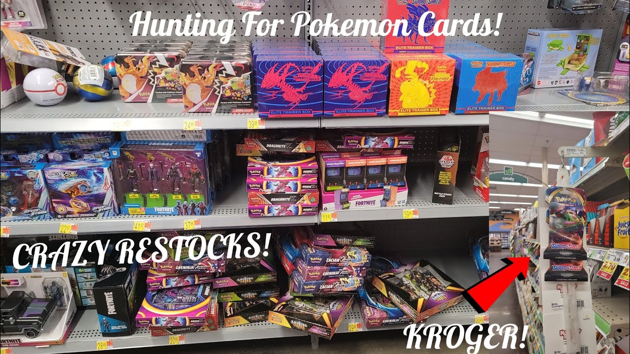 Hunting For Pokemon Cards! Crazy Restocks!! Kroger Sells Pokemon Cards?!
