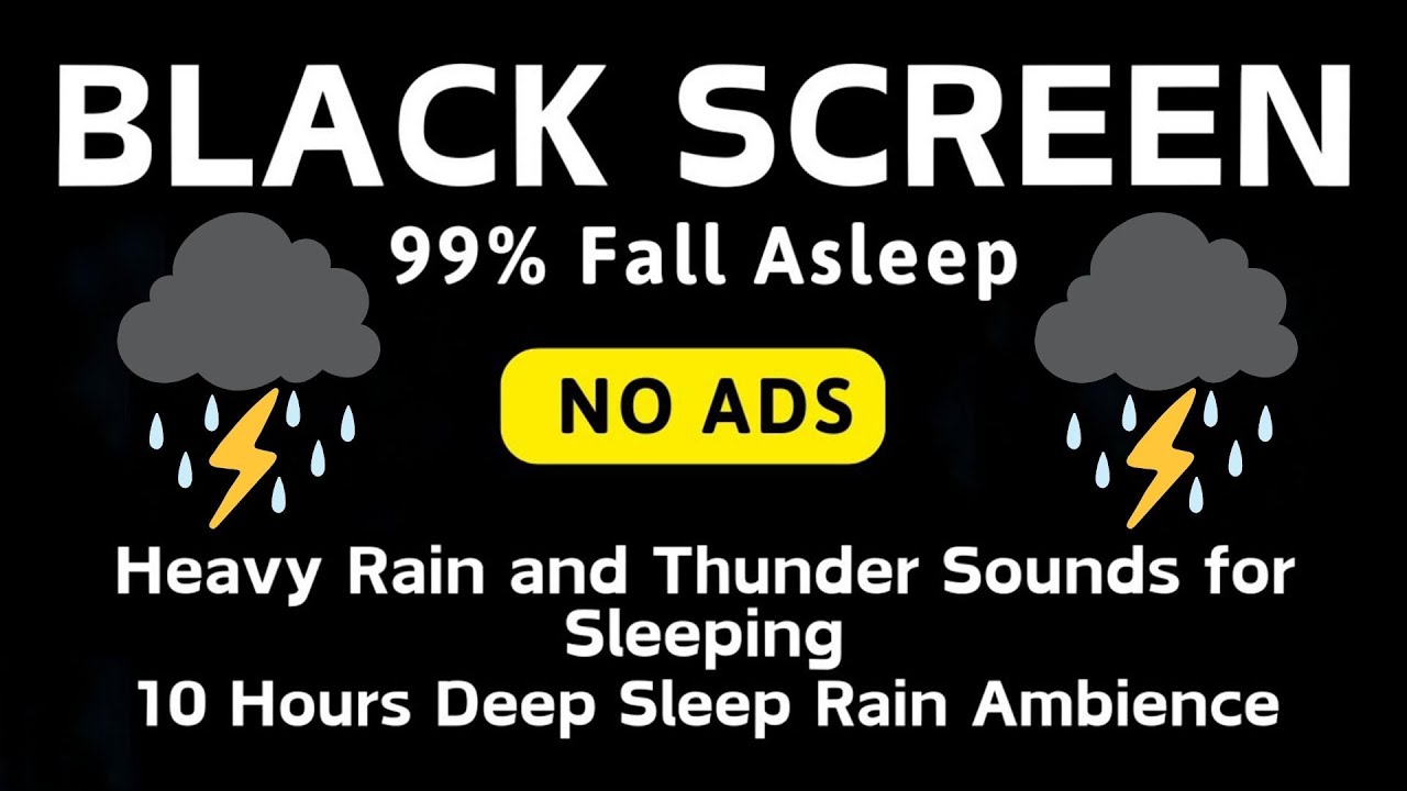 🔴 Heavy Rain and Thunder Sounds for Sleeping - Black Screen | Perfect for Deep Sleep and Relaxation