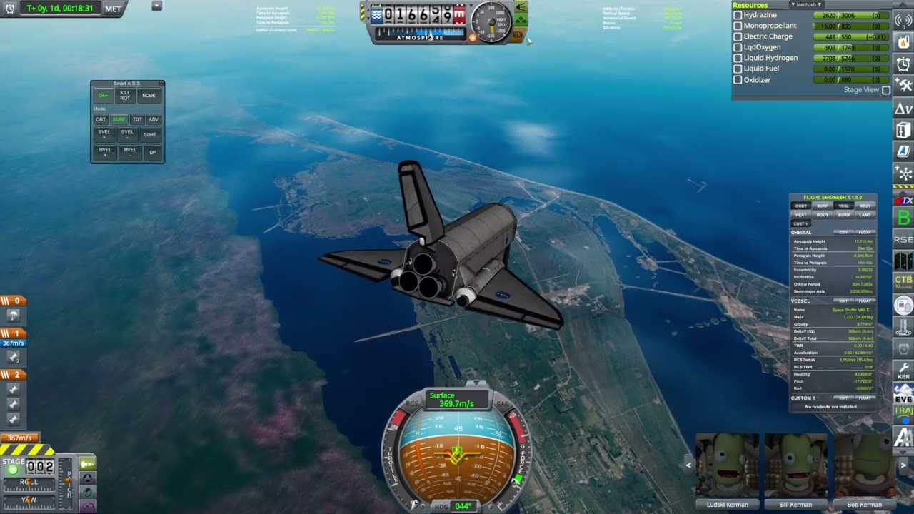 KSP RSS Space Shuttle Re-entry Test Flight