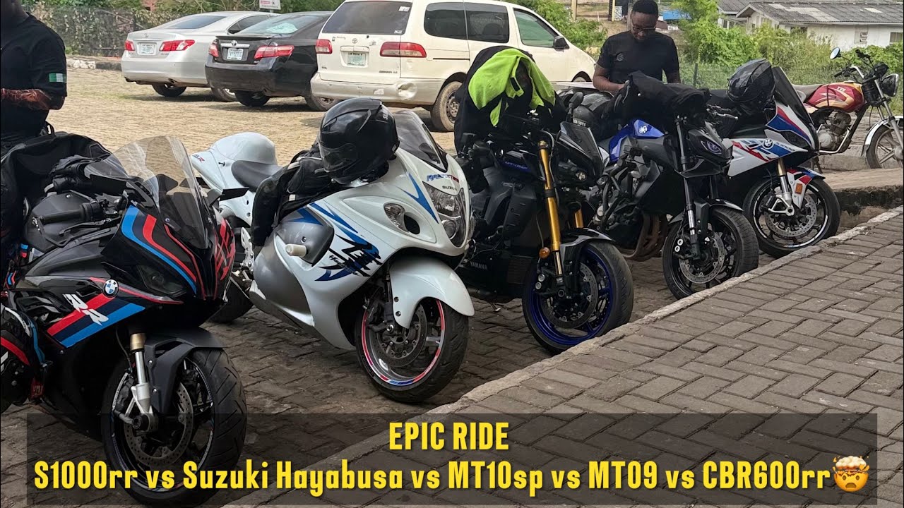 Epic ride BMW s1000rr vs 2023 MT10sp vs Suzuki Hayabusa vs Yamaha MT09 vs Honda CBR600RR