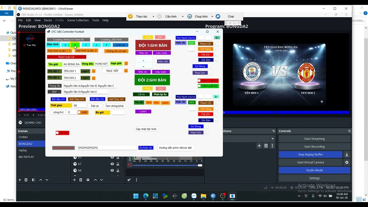 Hướng dẫn bảng tỉ số bóng đá trên OBS (Phần 1) | Thay người, Replay, đổi màu
