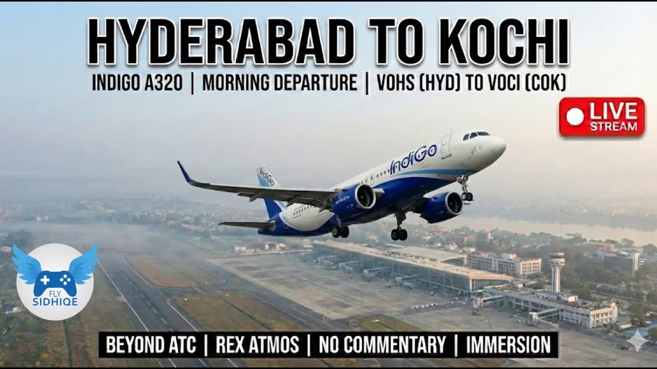 🔴 LIVE: Double Mist Morning! 🌫️🌴 Hyderabad to Tropical Kochi | IndiGo A320 (VOHS-VOCI)