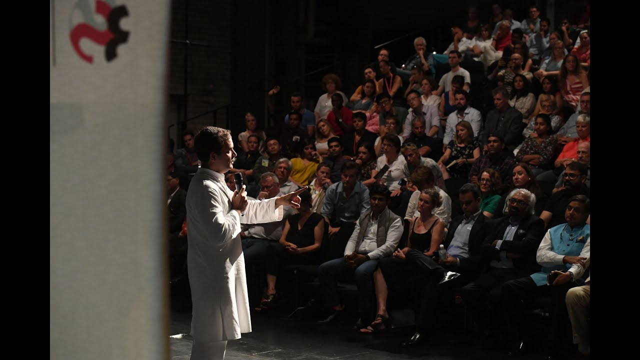 Congress President Rahul Gandhi addresses a gathering at Bucerius Summer School, Hambur, Germany