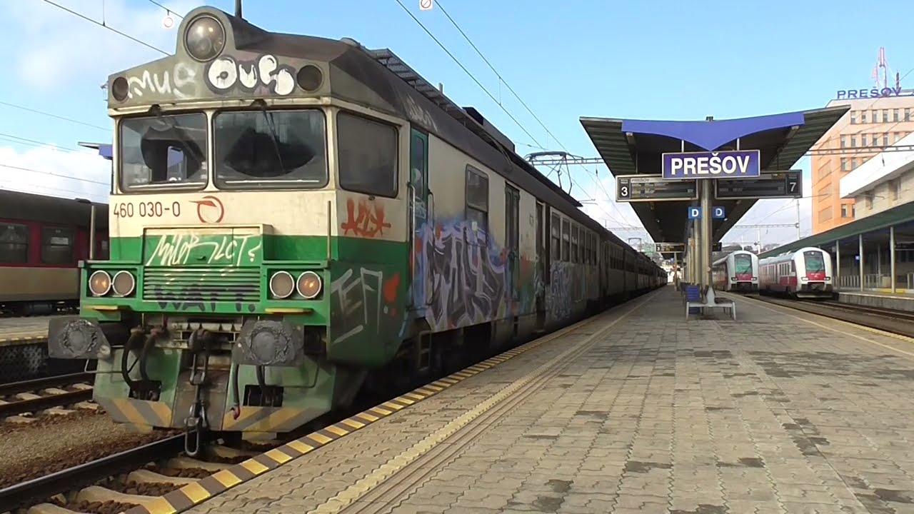 Rozjazd pantografu ZSSK 460.029-030 + 460.031-032 zo stanice Prešov