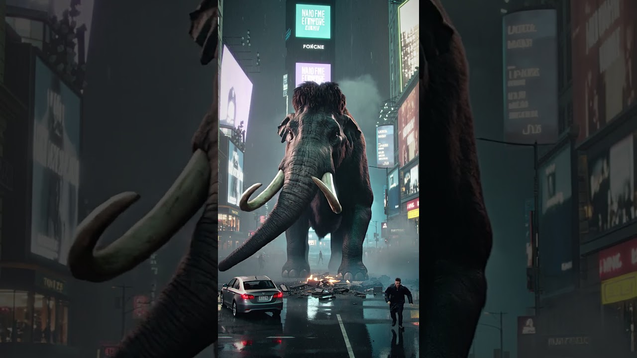 ICE AGE RETURNED! 🤯 Mammoth Destroys Times Square | Realistic AI Video Short