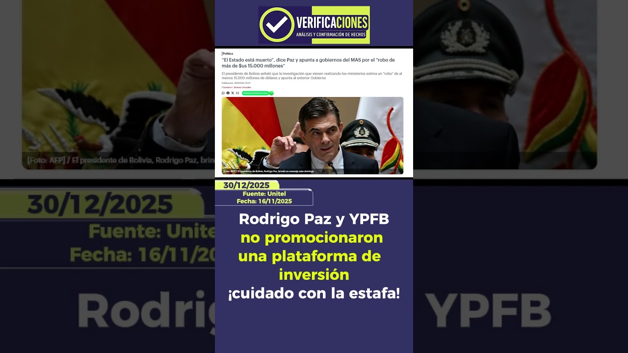 Rodrigo Paz y YPFB no promocionaron una plataforma de inversi&oacute;n &iexcl;cuidado con la estafa!