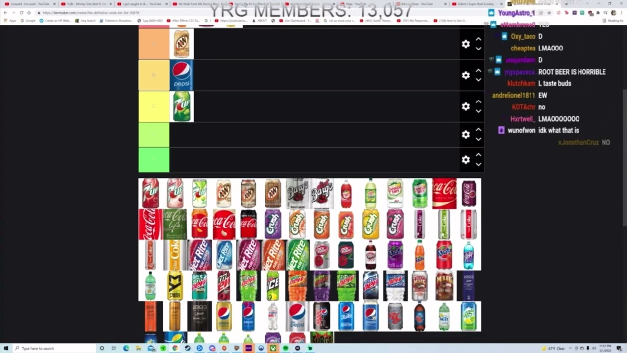 THE OFFICIAL YOURRAGE SODA TEIR LIST