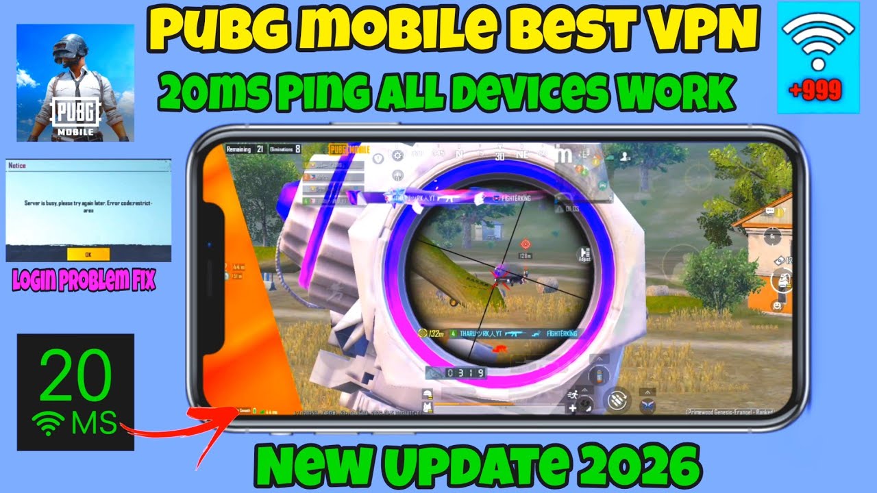 PUBG Mobile Low Ping Guide ⚡ India Best VPN 2026 | 20ms Ping Trick | No Lag Smooth Gameplay
