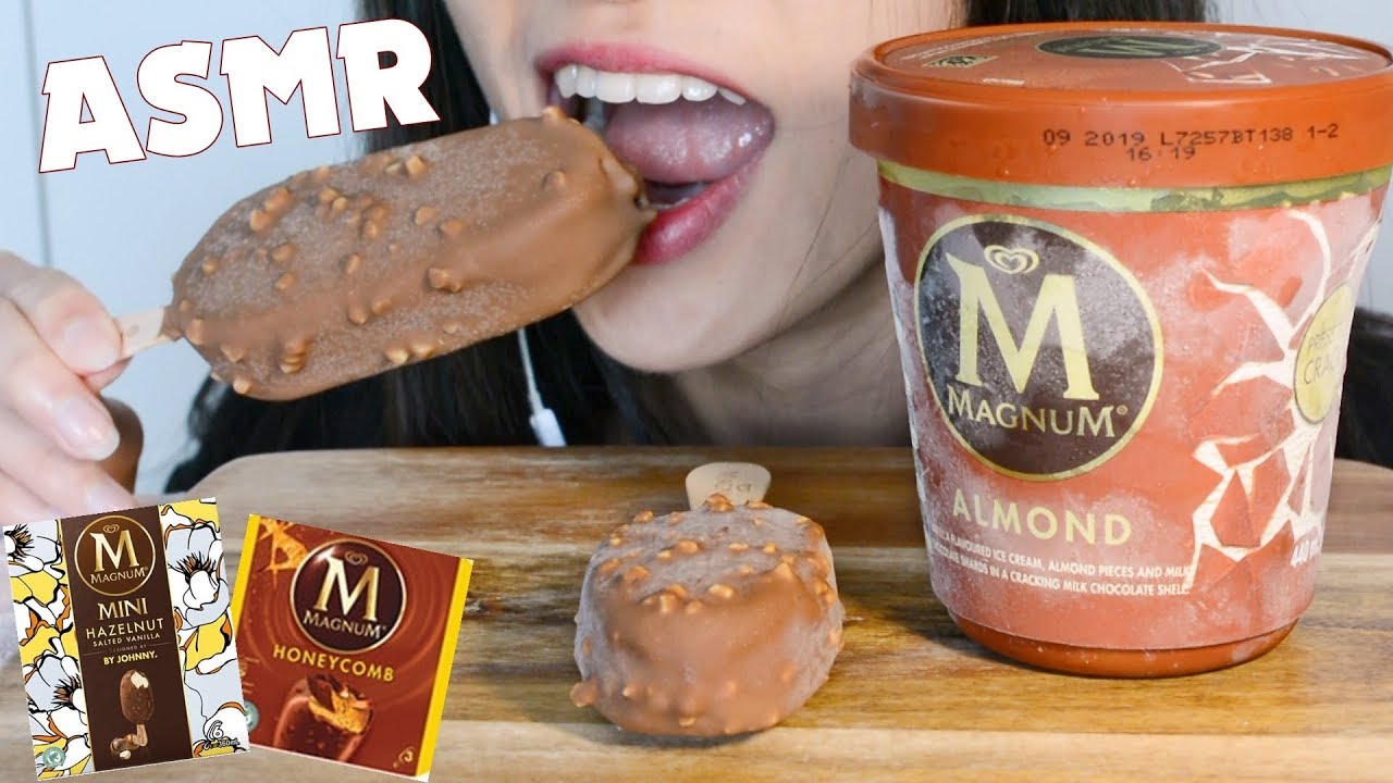ASMR MAGNUM ICE CREAM [Honeycomb, Almond, Salted Vanilla] - CRUNCHY EATING SOUNDS