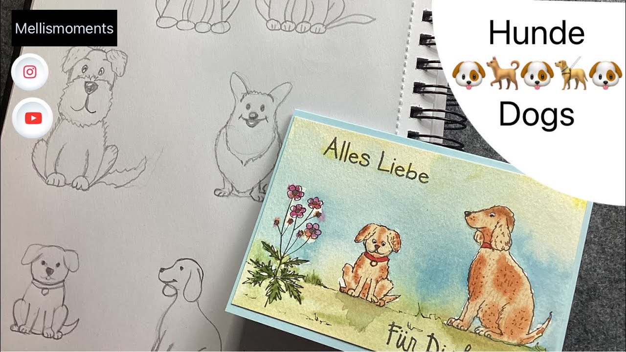 Einfache Art Hunde zu malen. Schritt f&uuml;r Schritt Anleitung -Easy way to draw dogs . Step by step