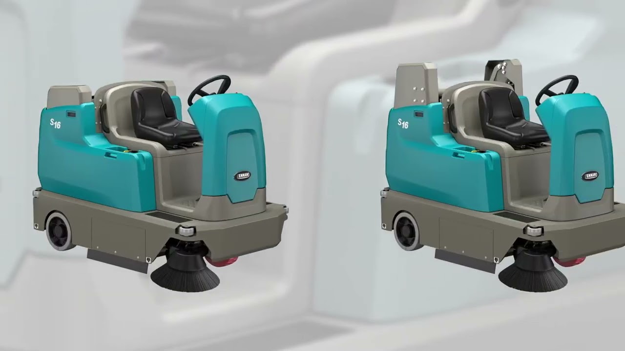 Tennant S16 Ride-On Sweeper Demo: Compact Industrial Cleaning