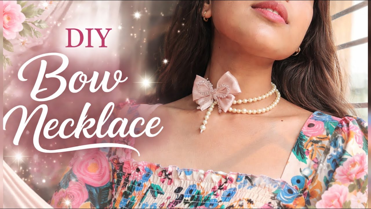So Pretty! DIY Pearl Bow Necklace at Home 💕 | Easy Handmade Jewellery Tutorial
