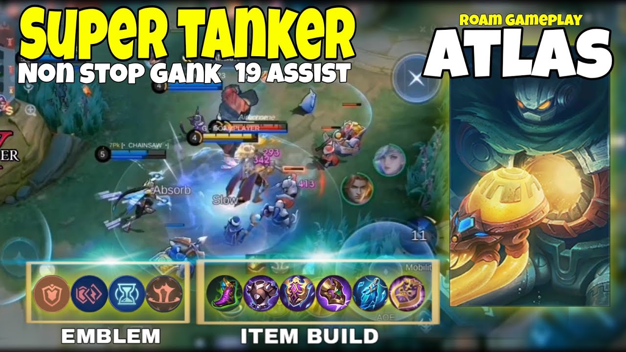 Atlas Best Build and Emblem 2024 | Non stop Ganking | Atlas Rotation - Roam Gameplay - MLBB