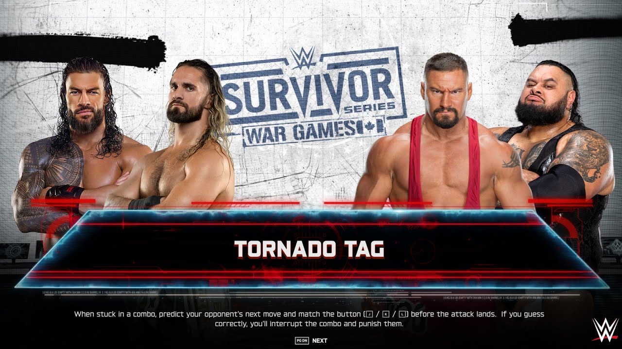 WWE 2K25 | Сет Роллинс и Роман Рейнс против Брона Брейкера и Бронсона Рида — командный матч