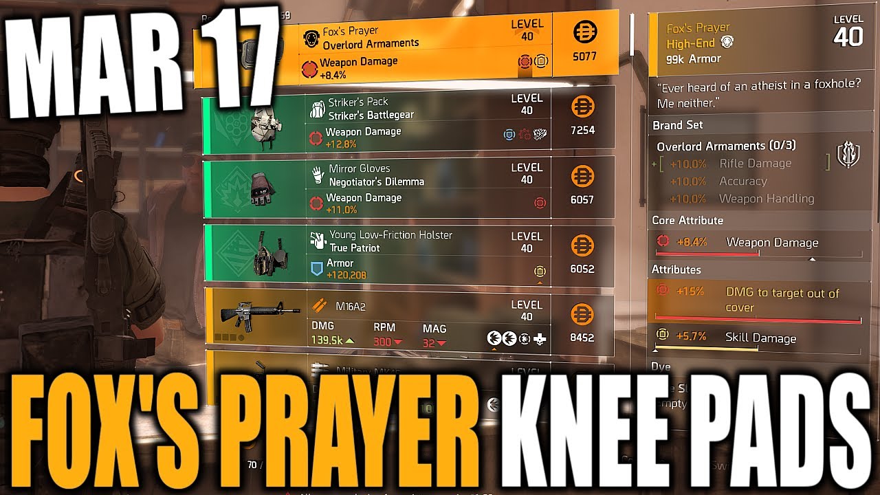 The Division 2 - VENDOR RESET | MARCH 17 | MUST BUY FOX'S PRAYER KNEE PADS!!