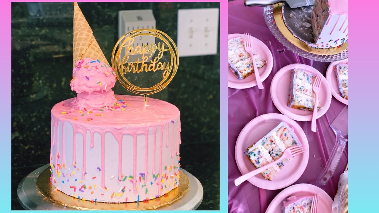 Pastel para niña | drip cake | ice cream 🍦