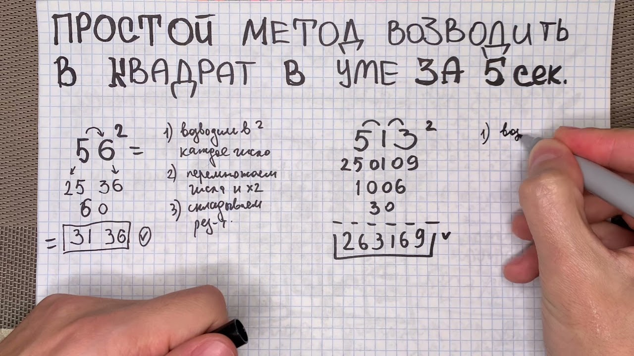 Топ метод возведения любых чисел в квадрат