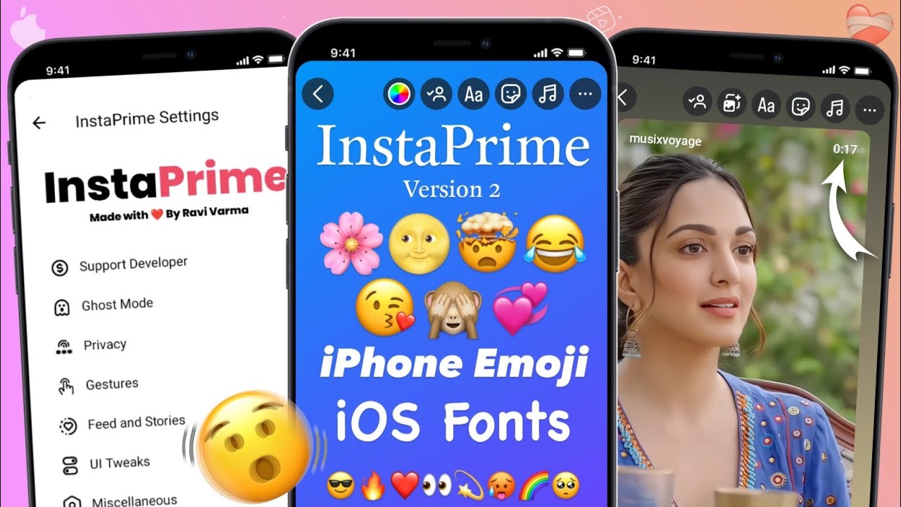 InstaPrime V2 🥳| iOS Fonts + iOS Emojis | Round Edge Story | New iOS Instagram 2025