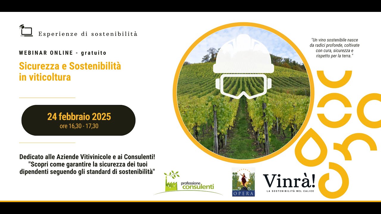 Webinar Sicurezza e Sostenibilità in viticoltura