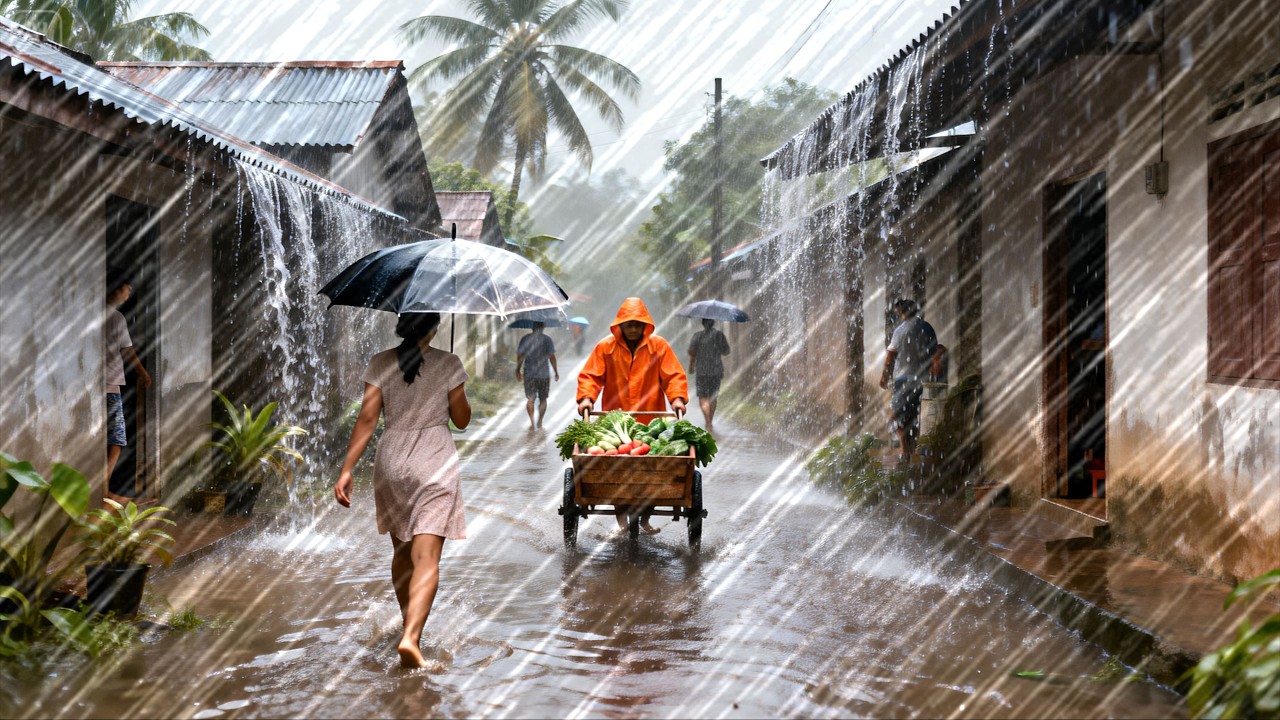 SHOCKING STORM in Indonesia!🌧️Torrential Rain & Thunder Hit My Quiet Village | Rain Sounds for Sleep