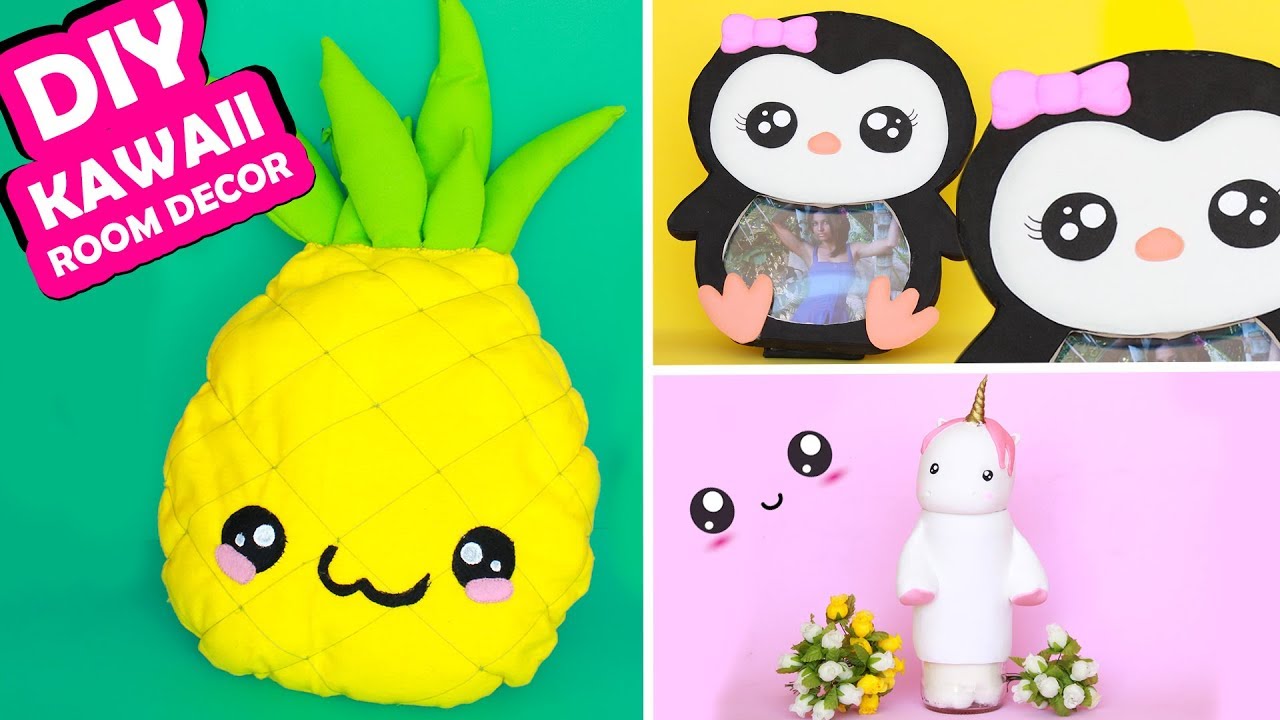 DIY KAWAII decoração para quarto Almofada,Porta retrato e Porta treco