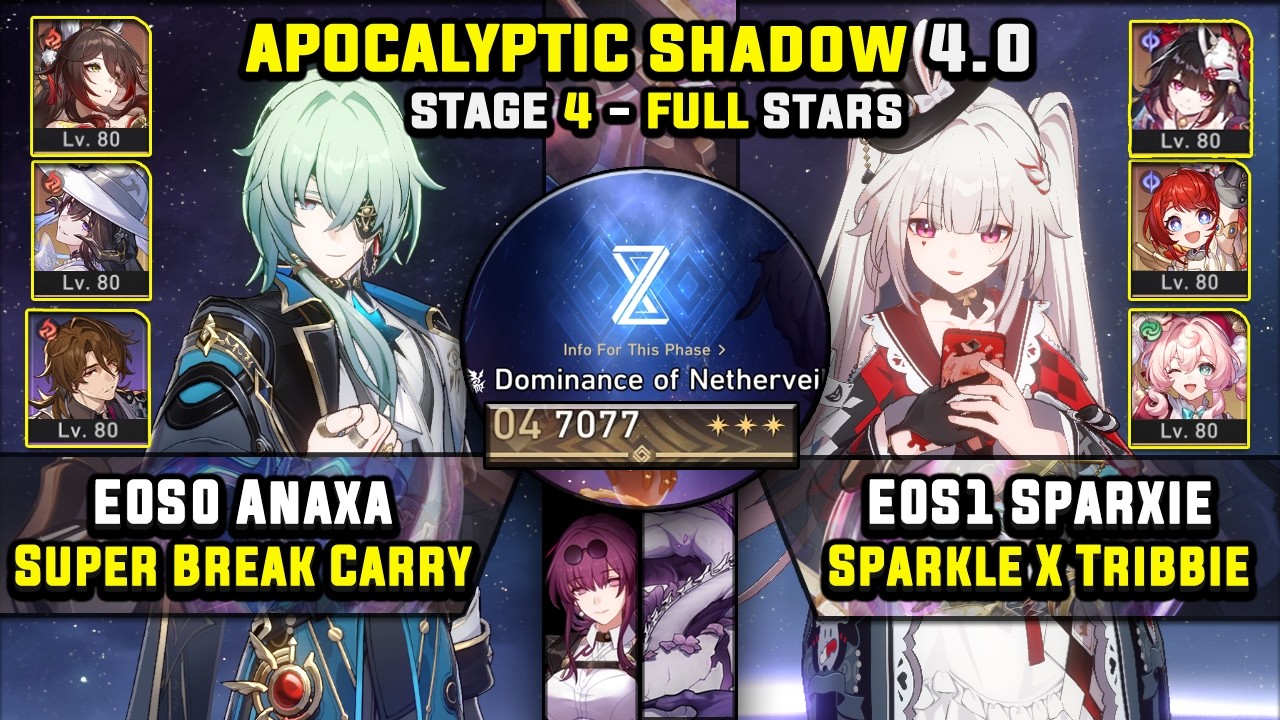 E0 Anaxa Carry & E0 Sparxie Carry W/ Sparkle (3 Stars) Apocalyptic Shadow 4 Honkai Star Rail 4.0
