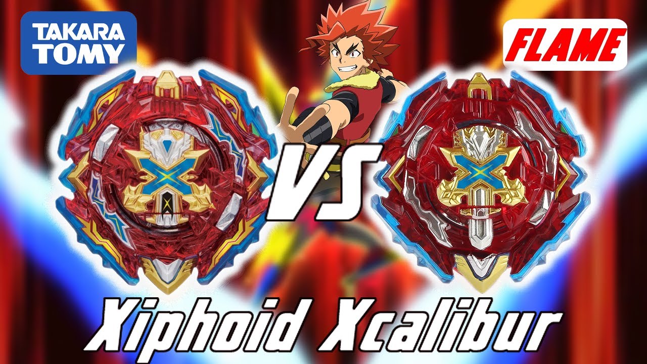 SO SÁNH XIPHOID XCALIBUR - FAKE FLAME VS TAKARA TOMY - beyblade fake mạnh ngang so với real?????