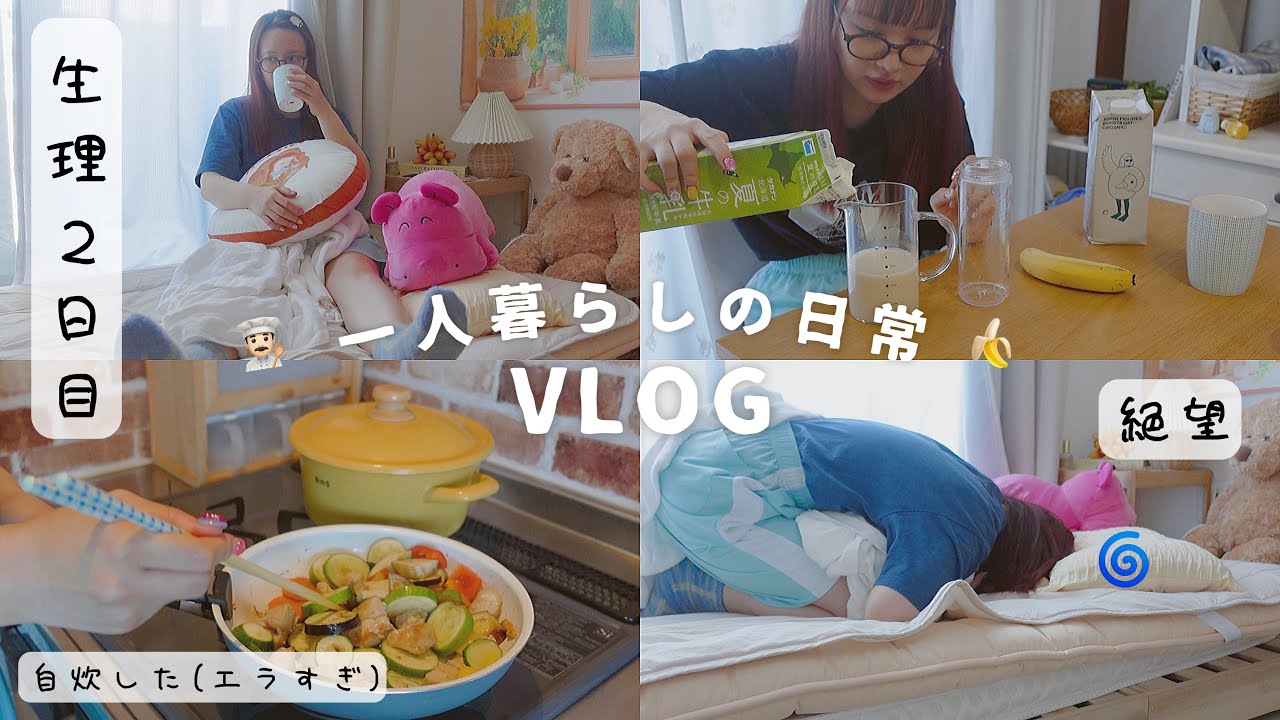 辛い生理２日目の過ごし方🌀🌧独身一人暮らしの耐えVLOG/a day in my life