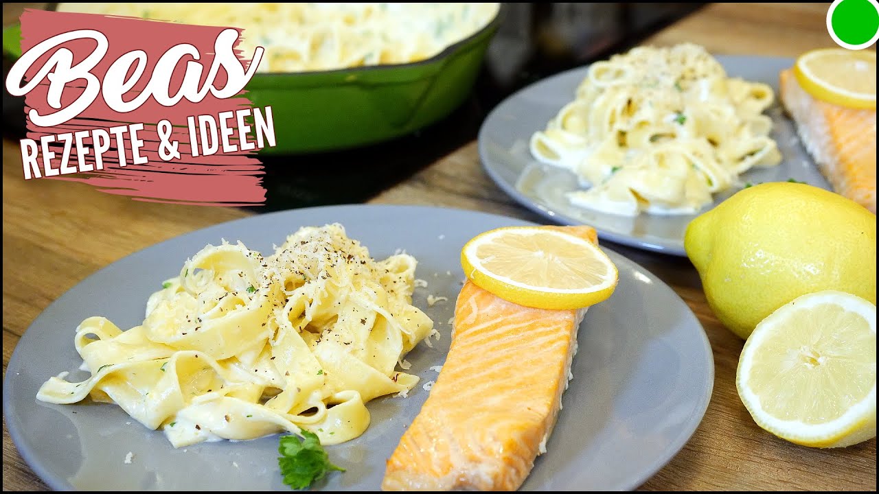 Pasta al Limone Nudeln mit Backofen Lachs