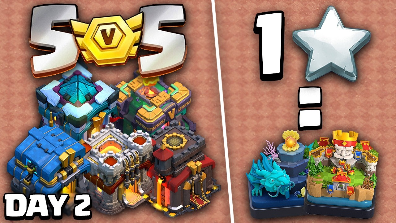 🔴LIVE - First 5v5 Clan War League [Day 2] & 1 Giveaway for Every Star Earned | Clash of Clans