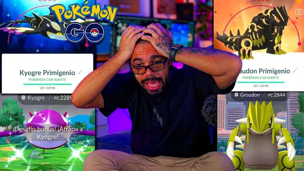 Día 3 de incursiones Primal Groundon y Kyogre shiny con fondo ultra raro