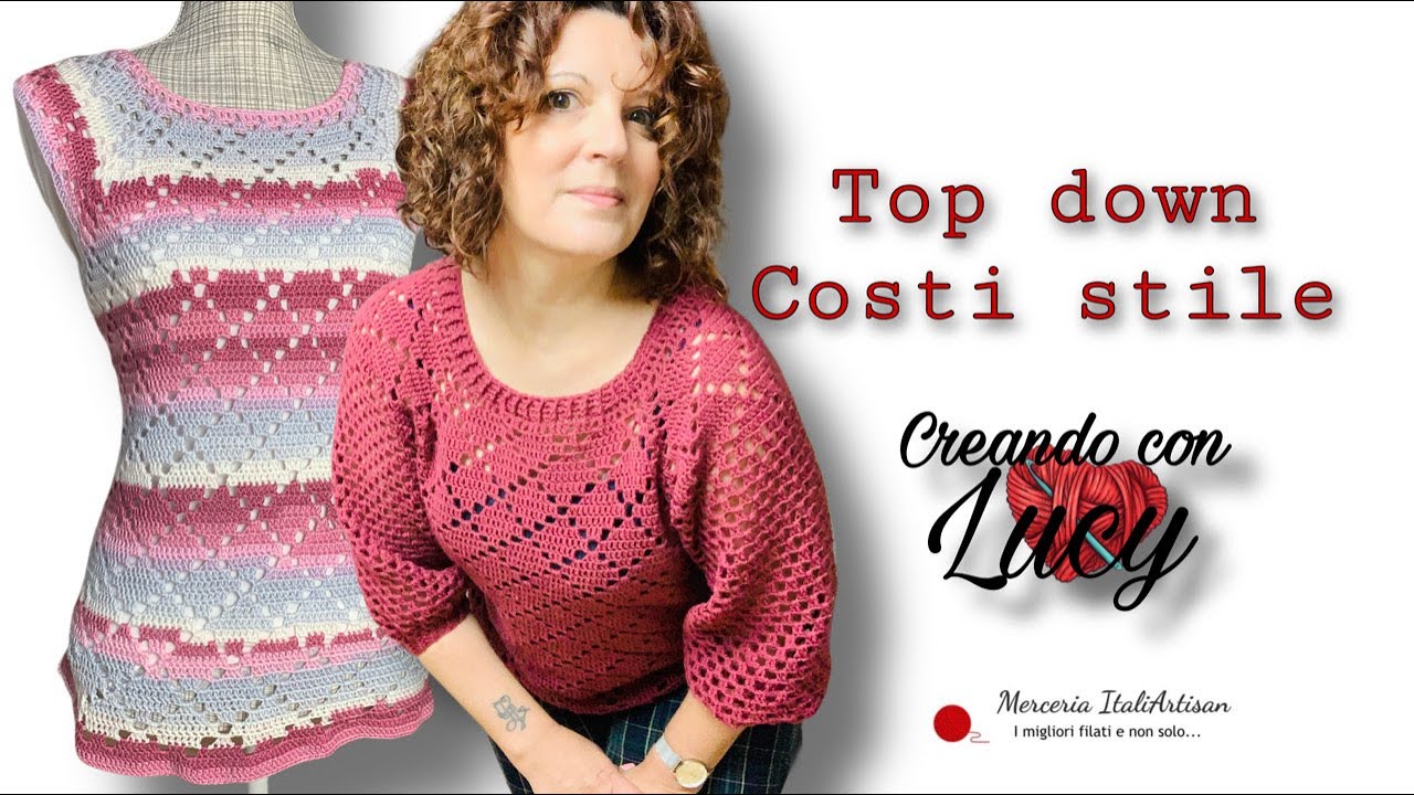 Uncinetto: Maglia Costi ,top down a punto losanga punto rombo  facile
