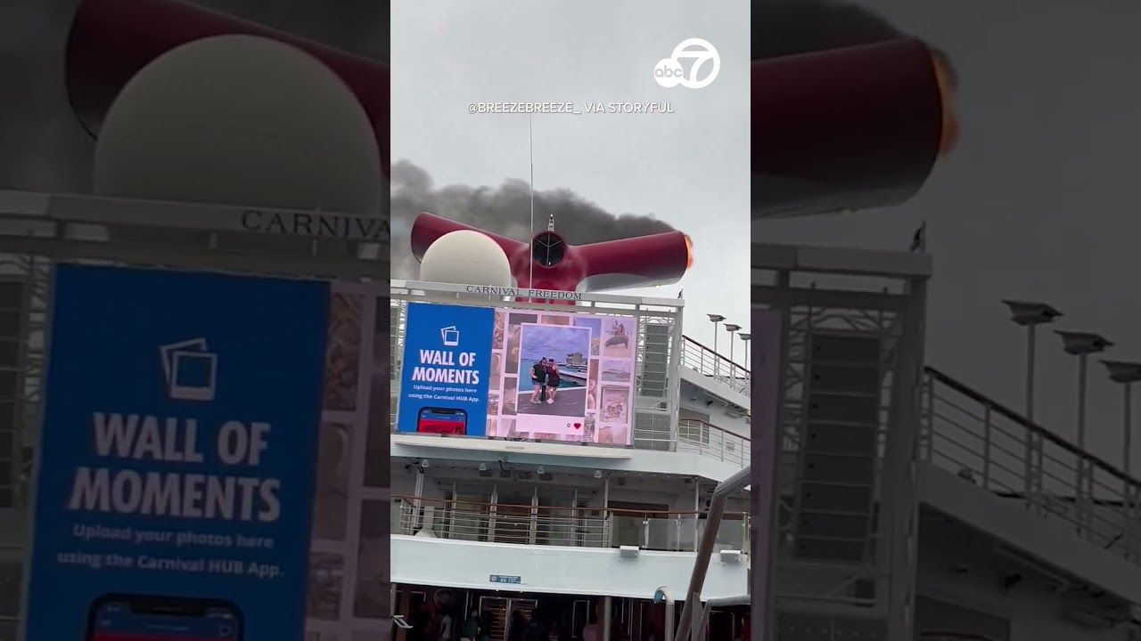 Dark smoke rises as fire breaks out on Carnival Cruise ship