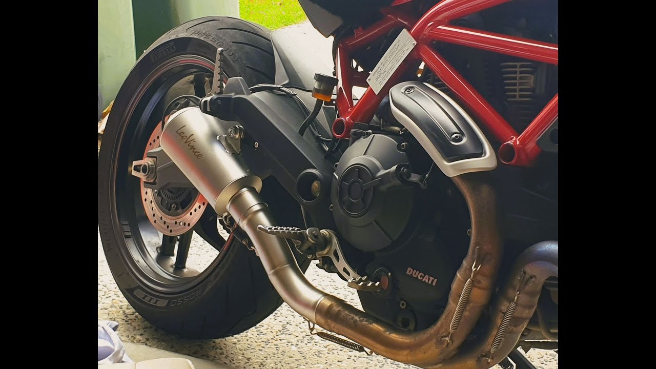 Ducati Monster Leo Vince LV10 Exhaust Unboxing, Install and Sound Test